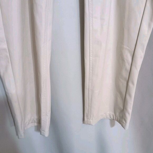 American Eagle Outfitters Faux Leather Cargo Pants Cream Size 12 Regular Stretch - Picture 4 of 12